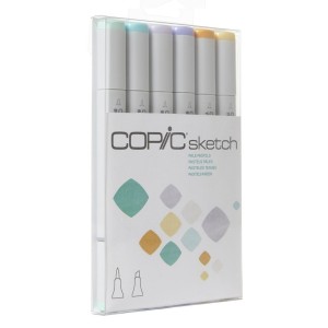 KIT MARCADOR COPIC SKECTH 6 CORES - TONS PASTÉIS - PALE PASTELS