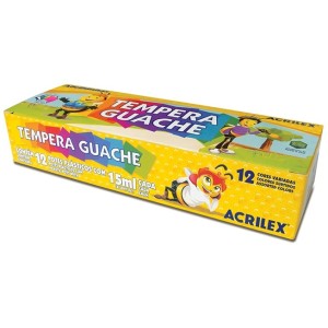 TINTA TEMPERA GUACHE 12 CORES - ACRILEX
