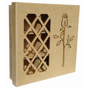 CAIXA PRESENTE FLOR - MDF 18,5X18,5X5 CM