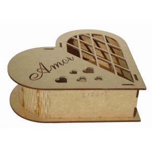 CAIXA CORAÇÃO VAZADO - MDF