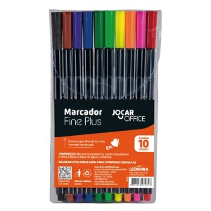 MARCADOR FINE PLUS 0,4MM C/10 CORES - JOCAR OFFICE