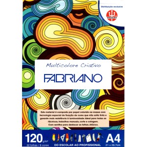 BLOCO PAPEL MULTICOLORIDO CRIATIVO A4 120G/M² 32 FLS - FABRIANO