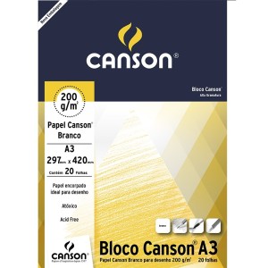 BLOCO DESENHO 200 A3 BRANCO 200g/m² CANSON