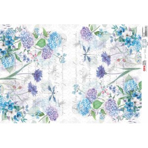 PAPEL DECOUPAGE OPAPEL 30X45CM FLOR HORTÊNCIAS II (3189) - OPA