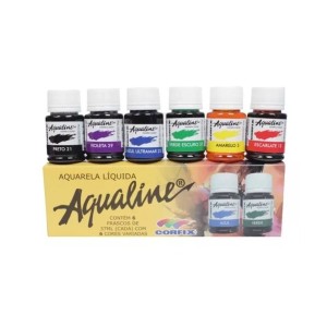Aquarela Líquida Aqualine Kit 6 Cores - Corfix