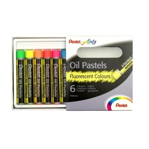 Giz Pastel Oleoso Fluorescente 6 Cores Pentel